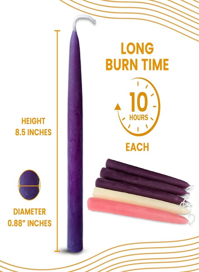Bee The Light 100% Pure Beeswax Taper Candles - All-Natural Handmade Decorative & Dipped Smokeless Unscented Candles for Christmas, Advent, and Hanukkah, Advent Set, 8.5 Inches, 5 Candle Set, by BeeTheLight - Image 2